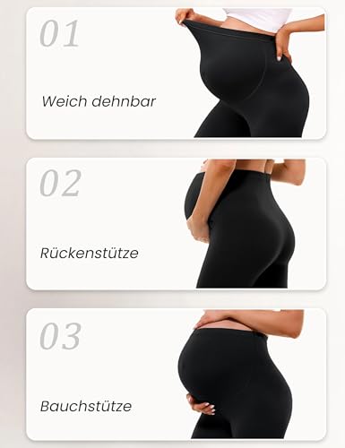 BAYDI Creamlush Umstandshose Kurz - 13 cm Schwangerschaftsleggings Atmungsaktive Umstandsmode mit Verstellbarem Bund für Yoga Pilates Zuhause Schlafanzug