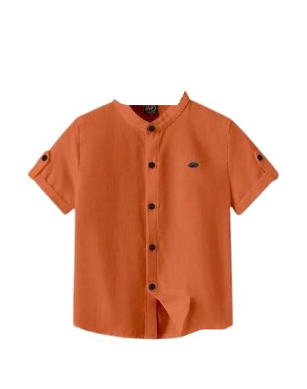 Image of Kids Shirt Cotton Blend Solid Short Sleeve Shirt for Boys | Comfortable & Breathable Casual