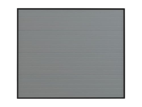 Vente-unique-Puerta de garaje seccional efecto ranurado gris motorizada - NORIA