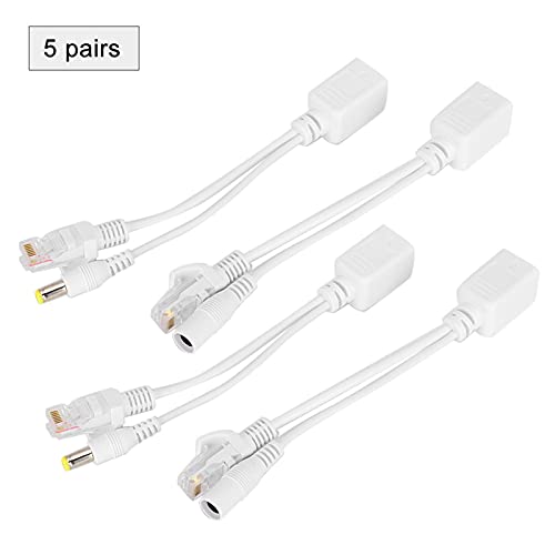 Adaptador Splitter POE 5 Pares DC12V para Cámara IP, Inyector Ethernet POE con Cumplimiento IEEE 802.3af, Splitter POE Plug and Play para Cámaras de Seguridad y AP Inalámbricos (Blanco) miniatura 3