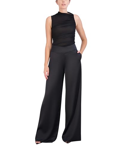 BCBGMAXAZRIA Women's Wide Leg Satin Pants4