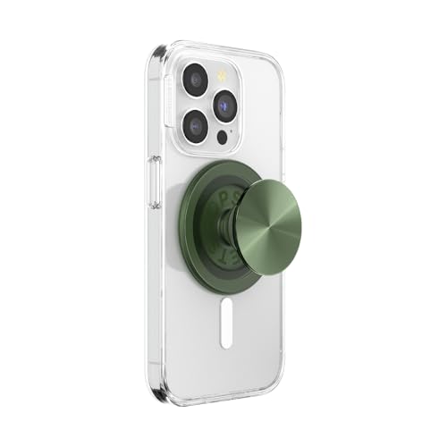 Image of PopSockets Phone Grip Compatible with MagSafe, Phone Holder, Wireless Charging Compatible - Alum Radial Olive