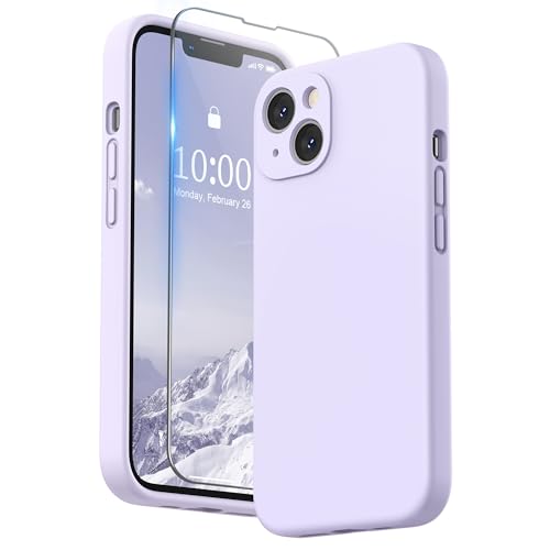 SURPHY Hülle Kompatibel mit iPhone 13 Hülle Silikon mit Displayschutzfolie, Handyhülle iPhone 13 Case Silikon Kameraschutz, iPhone 13 Hülle Schutzhülle Schutzschale 6,1 Zoll 2021