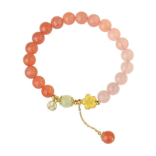 Bracelet en fleur de pêcher et agate fine pour femme
