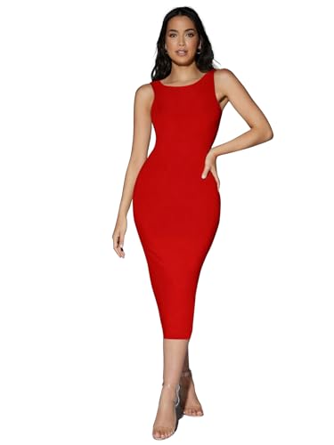 Toochki Dress For Women | Dresses For Women | Women Dress | One Piece Dress For Women | Bodycon Fit Dresses | Midi Women Dress | Lycra Dress For Women Red