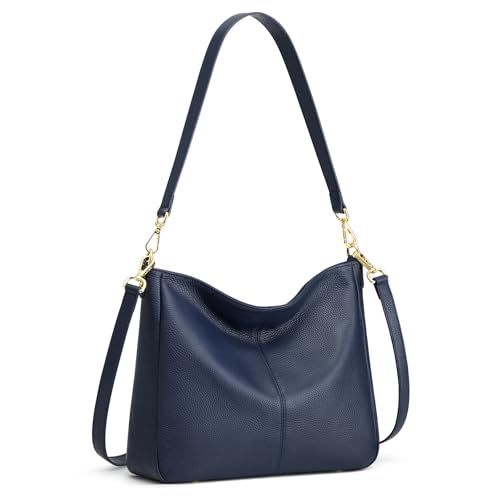 Image of Kattee Leather Purses, Hobo Crossbody Bag with 2 Straps | Soft pebbled leather hobo bag with 2 straps, roomy pockets, everyday style for work, shopping, travel, and outings.