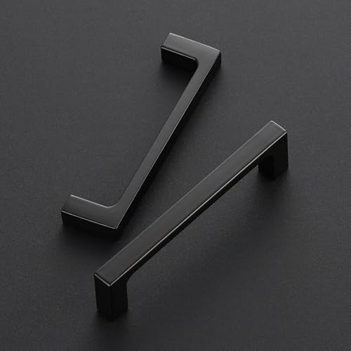 Image of Ravinte 15 Pack Solid 4 Inch Kitchen Square Cabinet Handles Matte Black Pulls Drawer Pulls Kitchen Cabinet Hardware Flat Black Handles