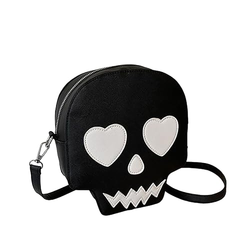 Sac à bandoulière Halloween crâne et yeux d'amour pour femme noir