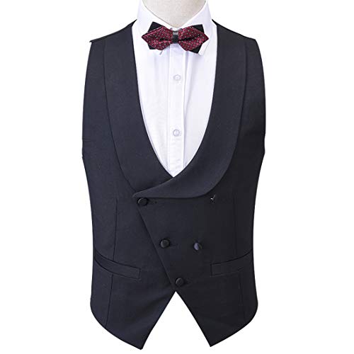Mens Suit Vest Double Breasted Waistcoat Groom Wedding Party Suit Vest4