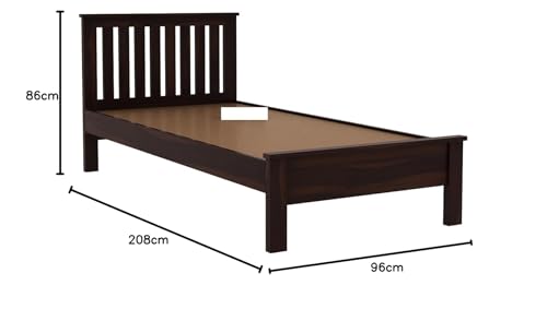 Image of BM WOOD FURNITURE Solid Sheesham Wood Single Bed Without Storage - Elegant and Functional Bedroom Furniture (Walnut Finish)