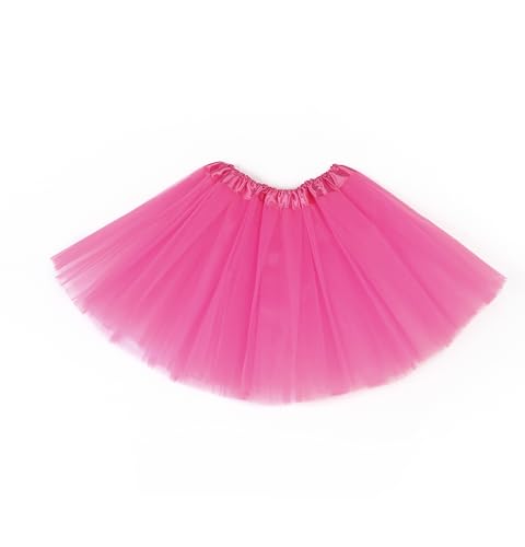 Fepdiu Girls Tutu Skirt 3 Layers Tulle Toddler Ballet Skirts Girls Tulle Tutu Dance Fit Most 3-10 yrs for Dance Party Costume (Pink)