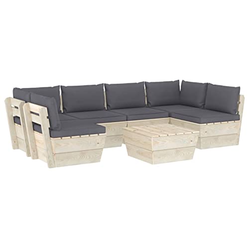 Chusui 7-TLG. Garten-Sofagarnitur aus Paletten mit Kissen, Balkonmöbel Set, Gartenmöbel Set, Gartenlounge Set, Möbelsets… – Bild 3