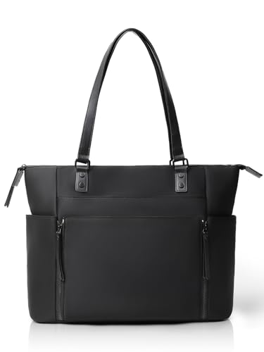 Image of MOMINSIDE Neoprene Diaper Bag Tote, Diaper Bag Backpack pañaleras para bebe with Changing Station,14 Pockets Large Capacity Travel Diaper Bag for Mom, Convertible Diaper Tote, Black