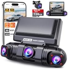 ENLIK Dash Cam Front and Rear 360 Dashcam 4 Channel Car Camera Dash Camera for Cars, QHD 2K+1080P*3 Camara with 128GB Card, 5G WiFi &APP Control, Night Vision/G-Sensor, 168°Wide Angle, Parking Mode