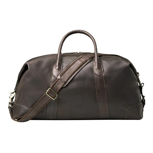 DRAKENSBERG Skórzana torba weekendowa "David" dla mężczyzn i kobiet, styl vintage, możliwość rozszerzenia, kawowo-brązowy (60 cm), Groß, 60cm, 60 Liter, Duża torba podróżna z prawdziwej skóry