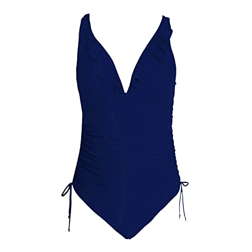 Maillot de bain une pièce bleu chic au drapé sophistiqué