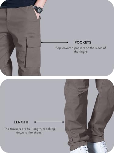 Image of Leriya Fashion Men's Cargo Pants | Multi Pocket Cotton Cargo Joggers for Men | Loose Fit Stylish Pant with Pockets | Casual Baggy Trousers & Streetwear Lower
