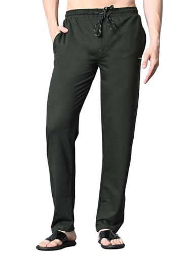 Image of FITINC Regular Fit Cotton Lower Trackpant for Men with Zipper Pockets