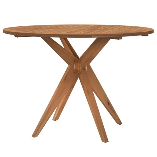 Mesa de patio de madera maciza de acacia Ø110x75 cm redonda para terraza 8