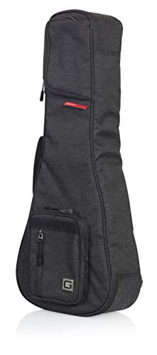 Image of Gator Cases Transit Series Lightweight Tenor Ukulele Gig Bag with Back Pack Straps and Rubberized Base, Charcoal Black Exterior (GT-UKE-TEN-BLK)