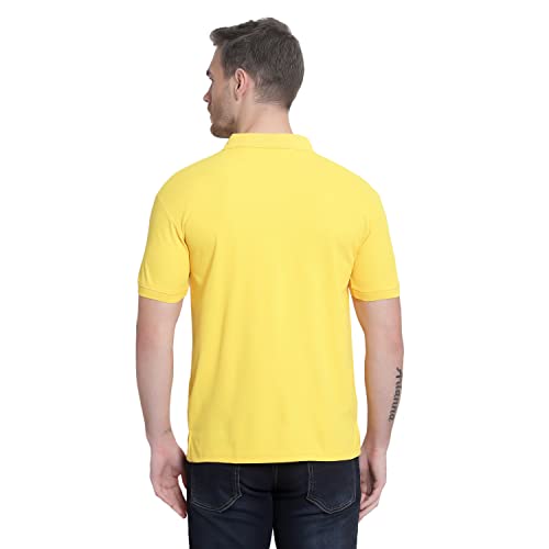 Image of Men's Poly Cotton-Matty Tshirt with Regular Fit Solid Pattern Half Sleeve Standard Length and Button Down Closure|Men's T-Shirts