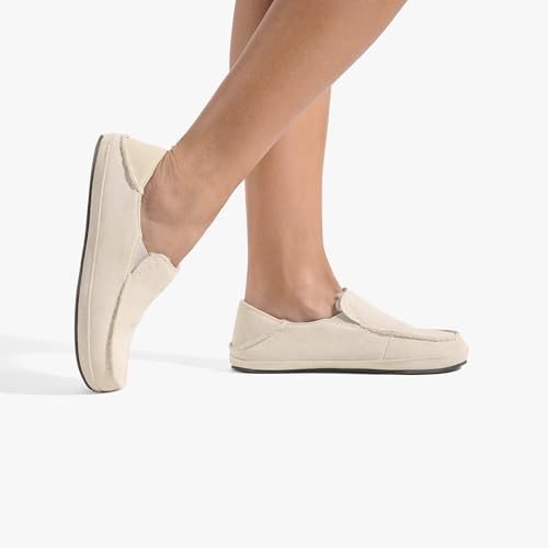 Image of OLUKAI Nohea Slipper, Women's Slip-On Shoes, Genuine Shearling & Premium Nubuck Leather, Drop-In Heel Design, Cozy & Ultra-Soft Comfort Fit