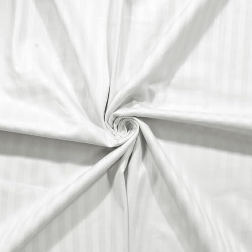 Image of Cotton Plain Stripe Single Bedsheet with One Pillow Cover | White, 60x90 Inches | Suitable for Home and Hotel Use | Soft and Comfortable Fabric