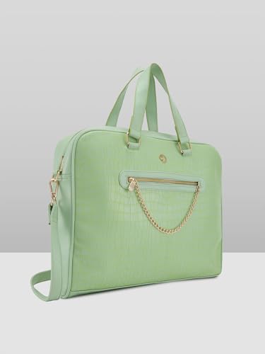 Image of Caprese Mist Laptop Bag, Large | Stylish Office Handbag for Women with 15.6 Inch Laptop Compartment with Adjustable & Detachable Sling Strap | Secure Zip Closure | Ideal for Office & Travel (Green)