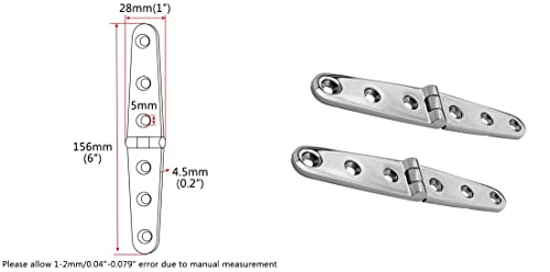 316 Stainless Steel Boat/Door Hinge ，Heavy Duty Marine Grade Cupboard Cabinet Drawer Door Strap Butt Hinge Furniture Hardware (Size: 6”X1”,2Pcs) #TOP4