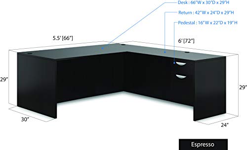 GOF Double 2 Person Workstation Cubicle (11'D x 6'W x 4'H) / Office Partition, Room Divider (48" H Cubicle with Desk, Espresso)