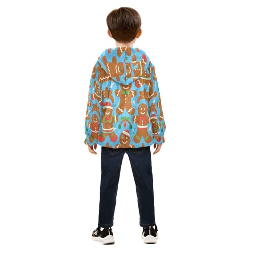 Christmas Gingerbread Men Pattern Design Toddler Fleece Jacket Girl Boys Hooded Fleece Jacket4