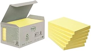 Post-it 655-1B Recycled Notes, Pastel Yellow, 76 mm x 127 mm (Box of 6 , 100 Sheets Per Pad)