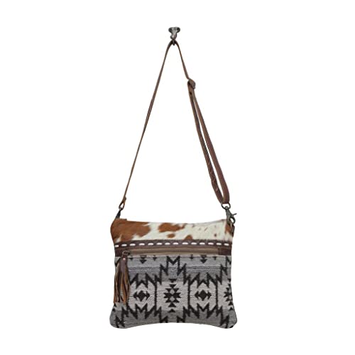 Myra Bag Western Leather Crossbody Bag for Women - Upcycled Canvas Shoulder Bag Re-Nao4