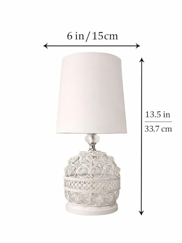 Image of Modern Small Crystal Table Lamp | Contemporary Bedroom Bedside Nightstand Lamp | Minimalist Desk Globe Lamp for Living Room Girls Kids Room White Fabric Shade | White