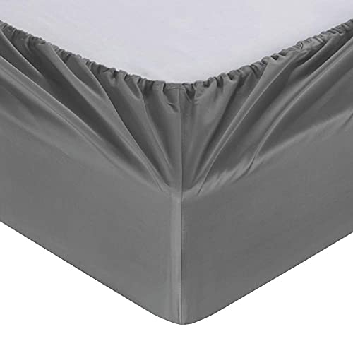 Image of 100% Supima Cotton Sheets 600 Thread Count,Full Size Bed Sheet Set 4 Pieces,Soft & Silky Sateen Weave, Fits Mattress Up to 18'',Deep Pocket, Breathable & Fade Resistant (Dark Grey, Full)