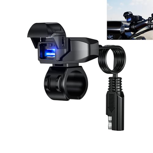Thlevel Cargador USB Motocicleta 18W Toma QC3.0 Moto Impermeable Adaptador con Interruptor Luz LED para 9V 24V Motocicletas