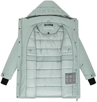 Navahoo Dames winterjas warme parka met afneembare capuchon en tailleriem Frostkuss 14 S-3XL, zwart, L