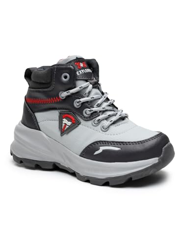 G&D Explorer Unisex Kids Shoes Soft Sole | Memory Foam with EVA Sole | Synthetic Upper Breathable, Lightweight | Comfortable & Durable Stylish Indoor & Outdoor | Sports Shoes Grey