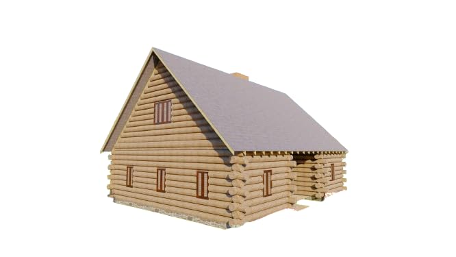 42'x33' Log Cabin Plans – 5 Bedrooms, 2 Baths, Fireplace, Comprehensive Blueprints