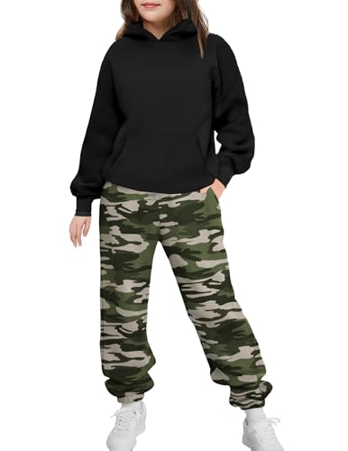 Image of Arshinet Girls 2 Piece Outfits Oversized Sweatshirt and Sweatpant Sweatsuit | Pullover Hoodie Crewneck Baggy Jogger Pants with Pockets Fall Winter Tracksuits Clothes