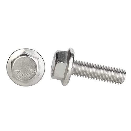 Image of M6 x 16mm Flanged Hex Head Bolts Flange Hexagon Screws, Stainless Steel A2, DIN 6921, 25 PCS