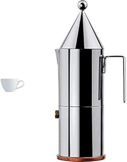 Alessi Sg53/76 Mami Tasse à Café en Porcelaine Blanche, Set de 6 Pièces + Alessi 90002/6 la Conica Cafetière Espresso en Acier Inoxydable 18/10 avec Fond en Cuivre, 6 Tasses