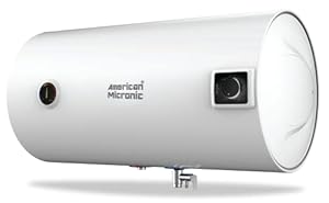 AMERICAN MICRONIC-Horizontal Water Heater, 25 Litre, 8 Bar Pressure, Titanium Glass Lined Seemless Steel Tank, Variable Temprature Control, Magnesium Anode (White)-AMI-WHH-25LDx