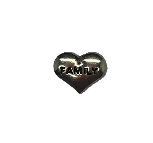 Silver FAMILY Heart Floating Charm