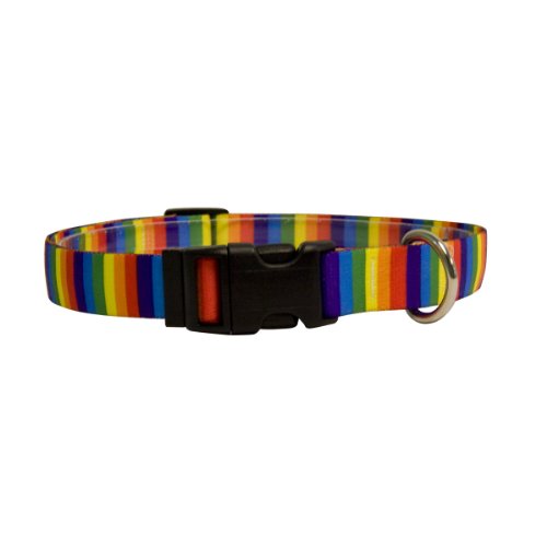 Image of Yellow Dog Design Rainbow Stripes Dog Collar, Teacup-3 /8 Wide and fits Neck Sizes 4 to 9 inch