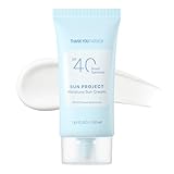 THANKYOU FARMER Sun Project Moisture Sun Cream SPF 40 - Korean Sunscreen with Panthenol - Fragrance Free, Broad Spectrum, Dermatologist Tested, Moisturizing, No White Cast 1.69 fl oz
