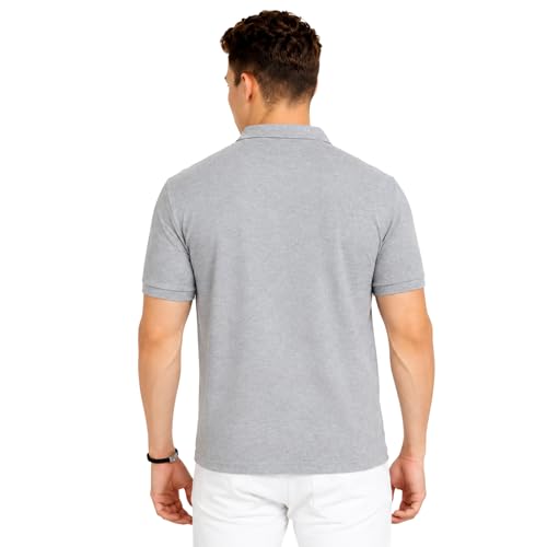 Image of Men's Plain Polo T-Shirt | Cotton Blend Regular Fit Casual Collar T-Shirt