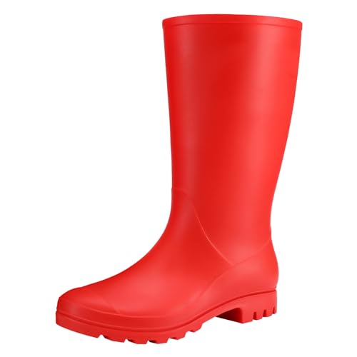 Asgard Women’s Tall Rain Boots Waterproof Knee High Rainboots Rubber Garden Boots, Dark Red, 38