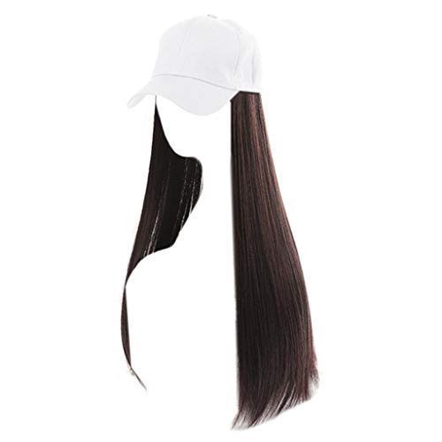 Gorra de béisbol Diaria, Sombrero de Peluca para Mujer con Extensiones de Cabello sintético Pelucas largas y Rectas