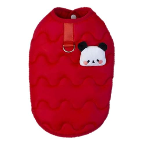 ICOUCHI 犬服 コート ジャケット 秋冬 かわいい ペット パーカー 袖なし ベスト 犬猫洋服 ドックウェア 小型犬 中型犬 軽量 防寒 保温 着物 お出かけ 散歩 dリング付き (M,レッド)